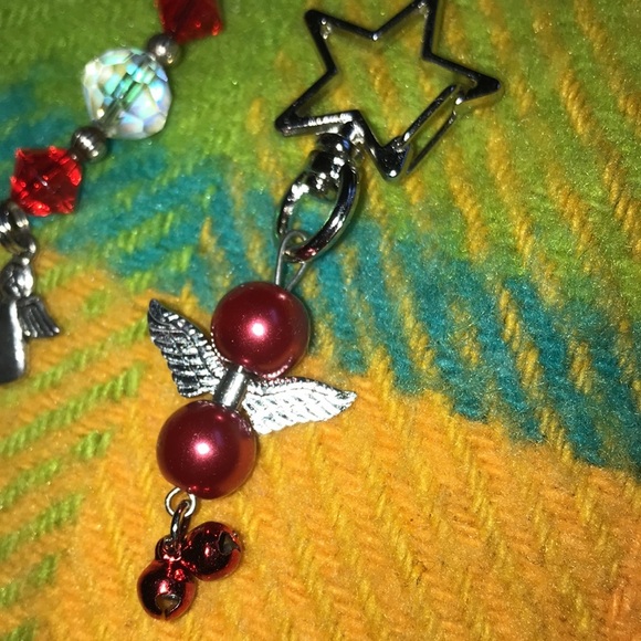 VINTAGE GLASS BEAD ANGEL BRACELET + KEYCHAIN SET - Picture 4 of 4